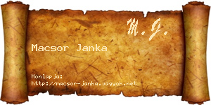 Macsor Janka névjegykártya